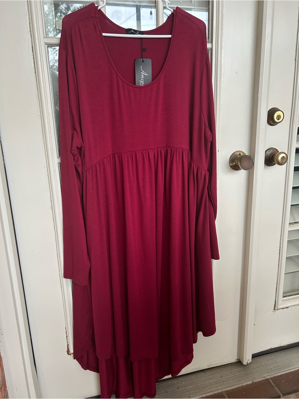 Ava & Viv Burgundy Long Sleeve Swing Dress With Pockets